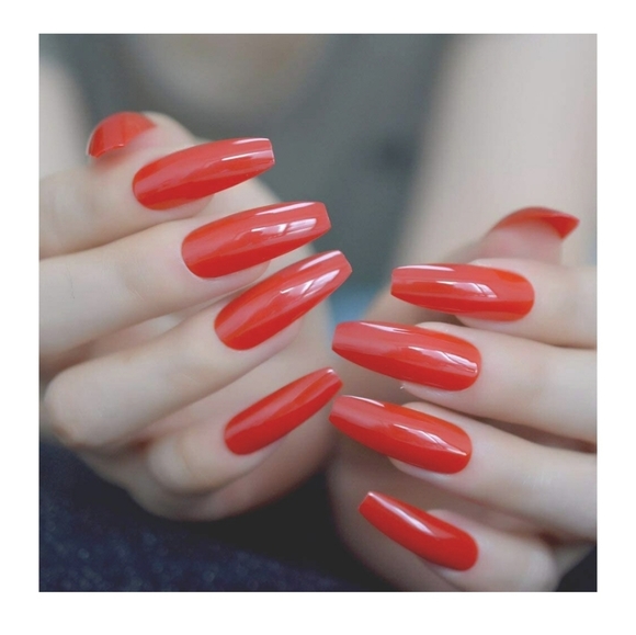 LUCY RED xlong COFFIN 💅 NAILS PRESS ON - Picture 3 of 10